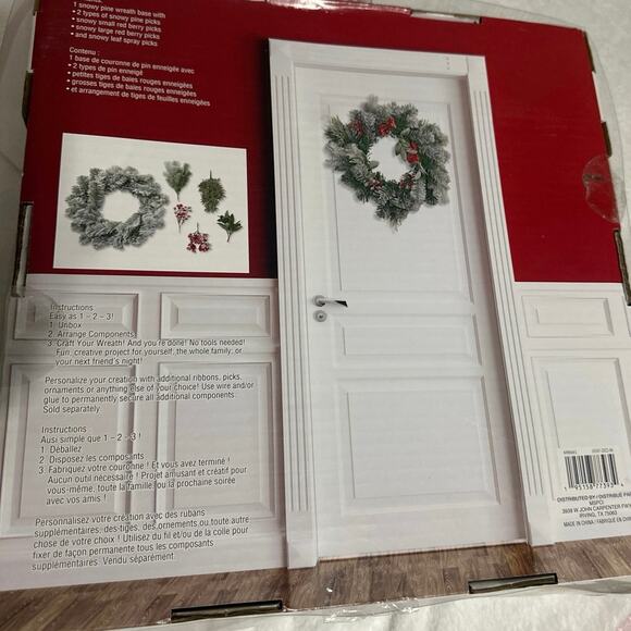 Ashland DIY Wreath Kit Snowy Red Berry Mix. Easy Instructions on back of box.NEW - Picture 6 of 8